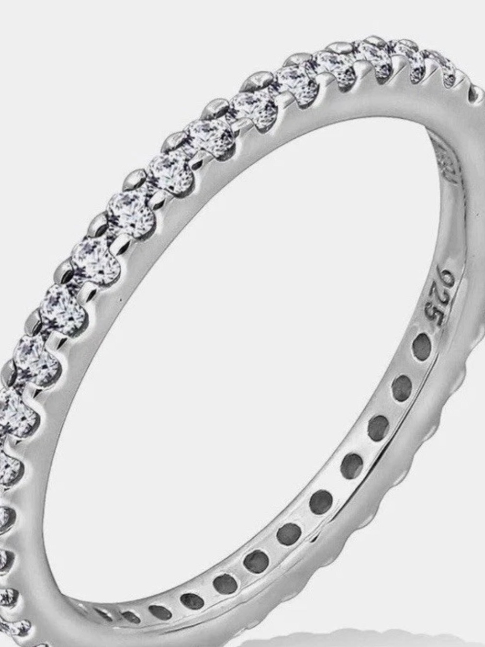 7 Platinum Plated Sterling Silver CZ Eternity Band